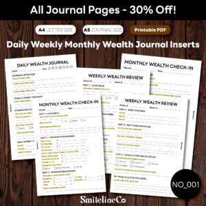 Daily Weekly Monthly Wealth Journal Inserts printable planner set