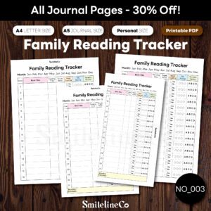 Family Reading Tracker printable journal pages bundle