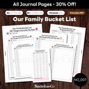 Our Family Bucket List printable journal pages bundle