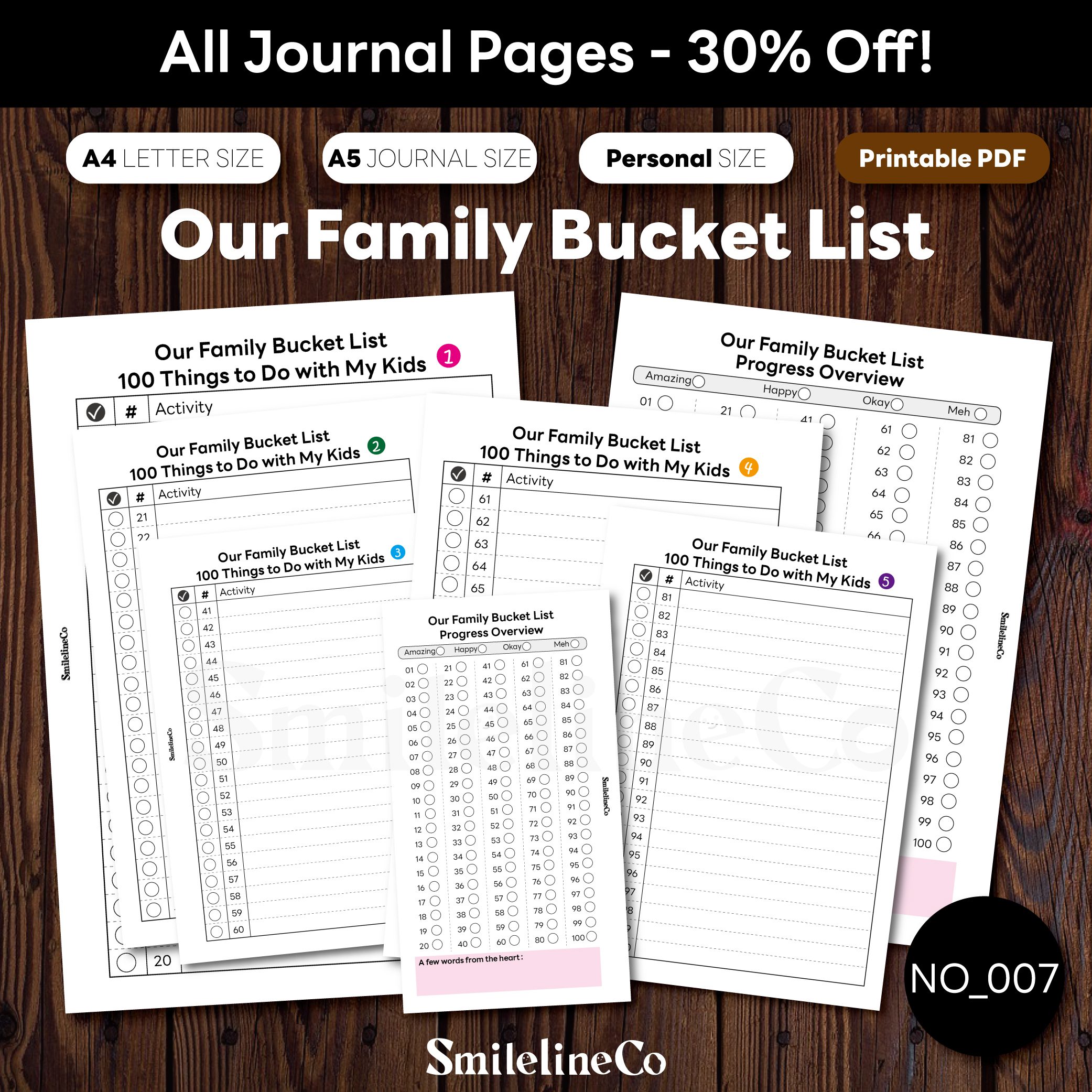 Our Family Bucket List printable journal pages bundle