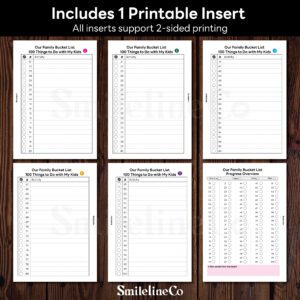 Our Family Bucket List printable insert double sided design