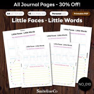 Little Faces Little Words printable journal pages bundle