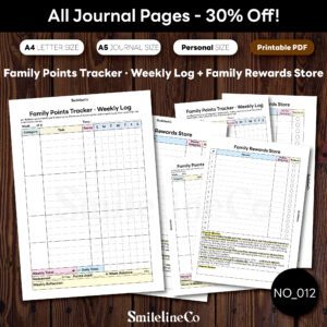 Family Points Tracker Weekly Log Family Rewards Store printable bundle