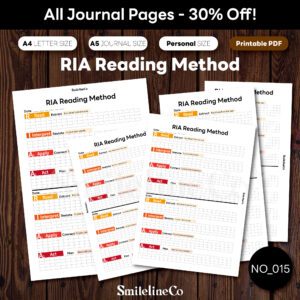 RIA Reading Method printable learning journal bundle