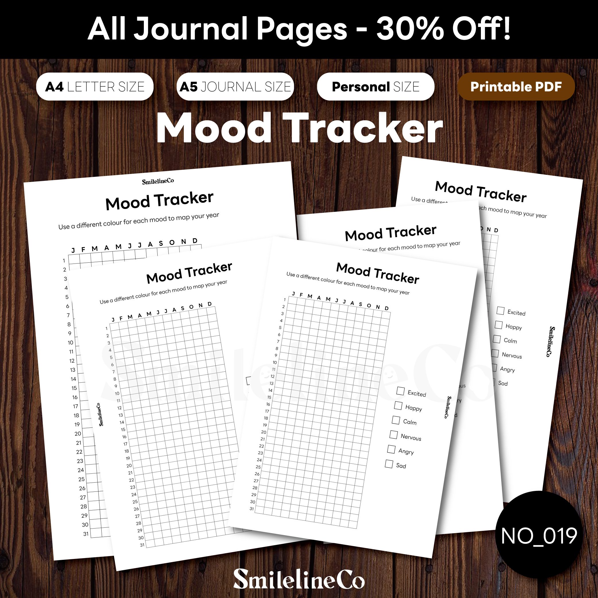 Mood Tracker printable wellness journal bundle