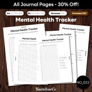 Mental Health Tracker printable wellness journal bundle