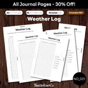 Weather Log printable journal pages bundle