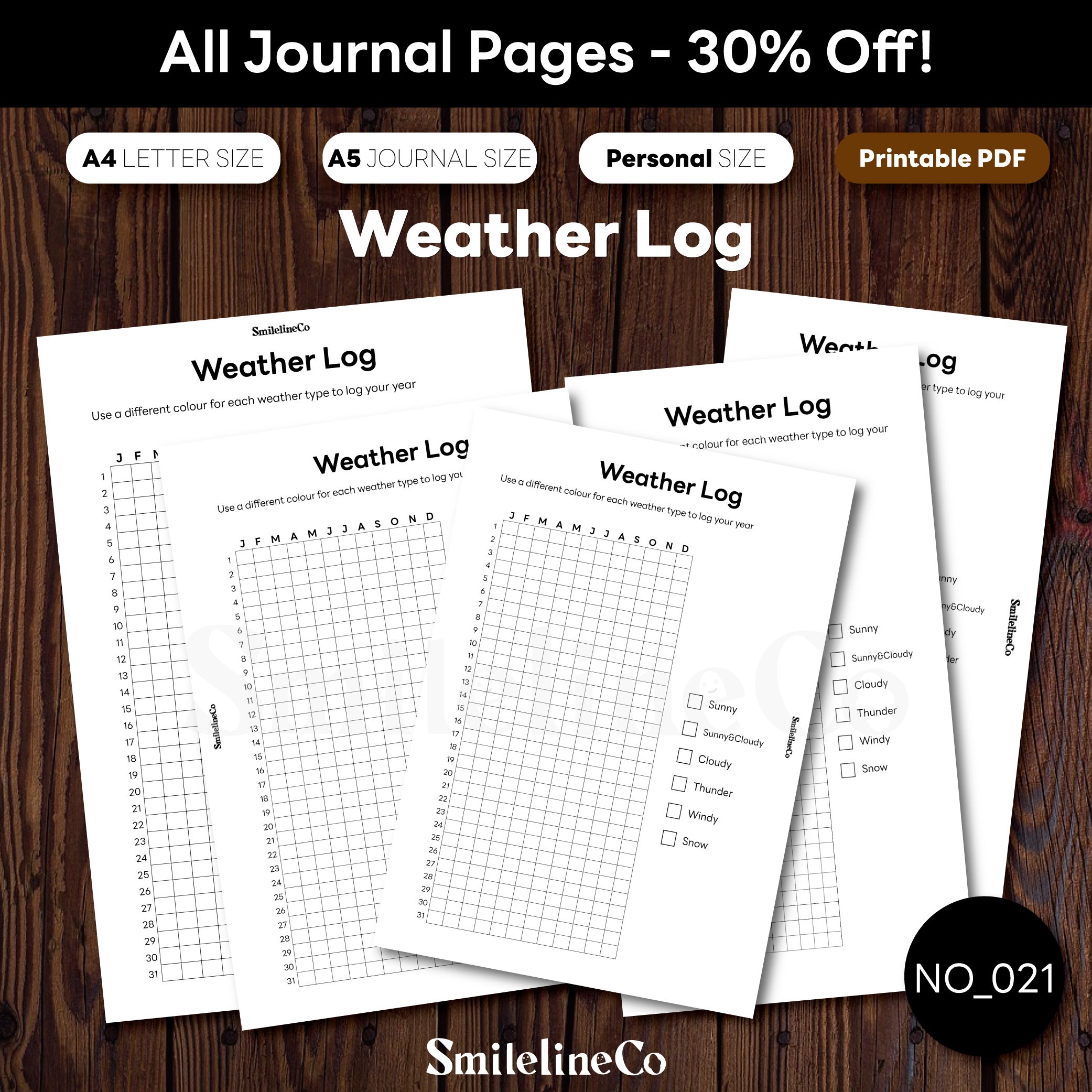 Weather Log printable journal pages bundle