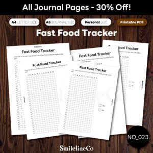 Fast Food Tracker printable wellness journal