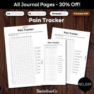 Pain Tracker printable wellness journal bundle