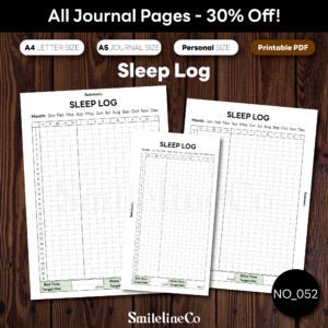 Sleep Log printable wellness journal bundle