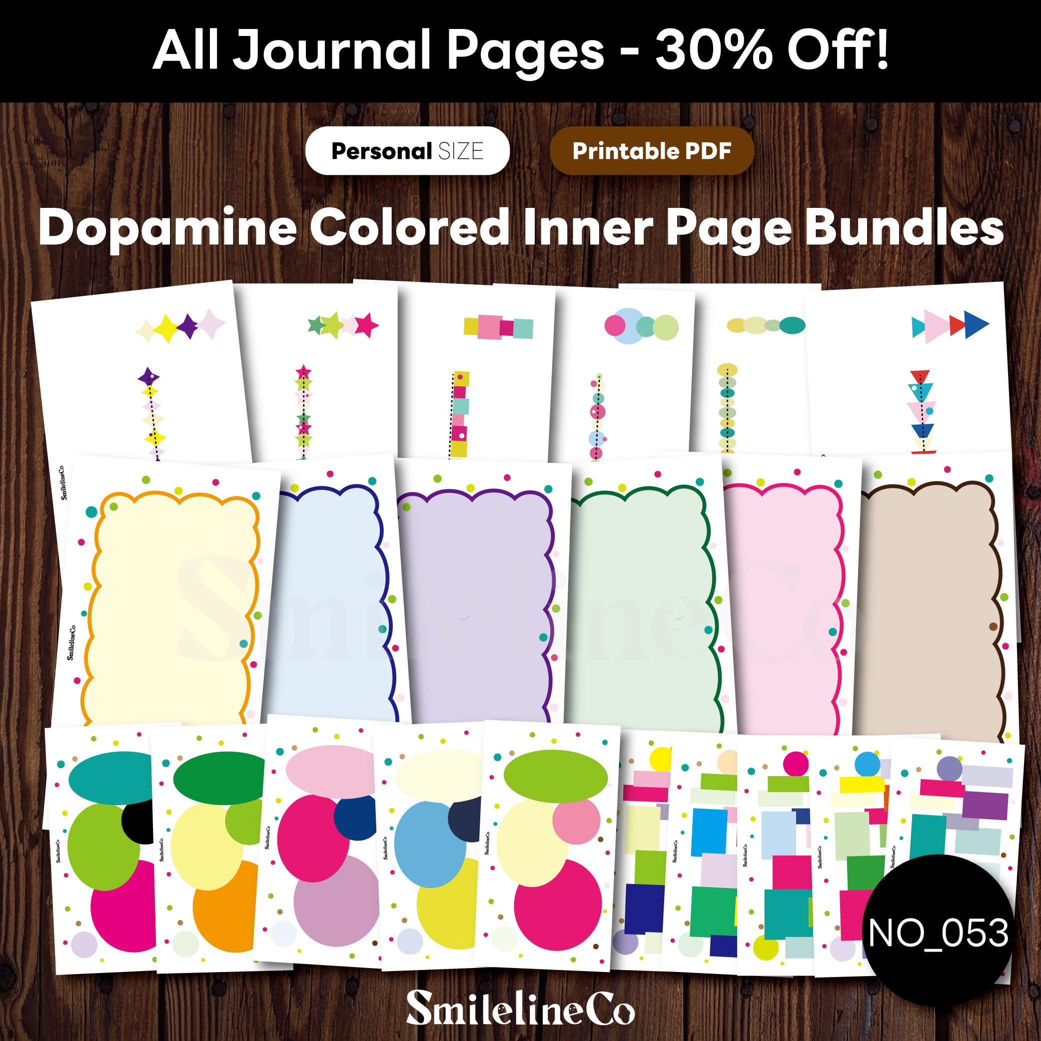 Dopamine Colored Inner Page Bundles printable journal set
