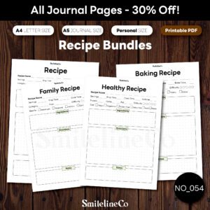 Recipe Bundles printable cooking journal set