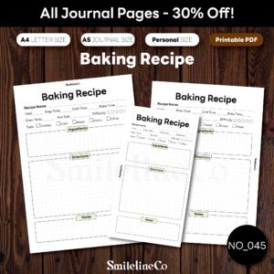 Baking Recipe printable cooking journal bundle