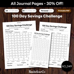 100 Day Savings Challenge printable money journal bundle