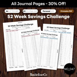 52 Week Savings Challenge printable money journal bundle