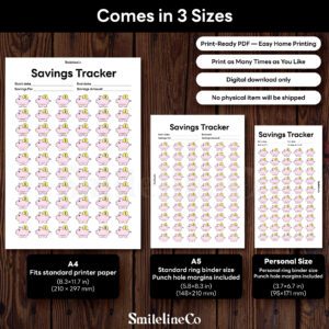 Savings Tracker printable available in A4 A5 Personal size