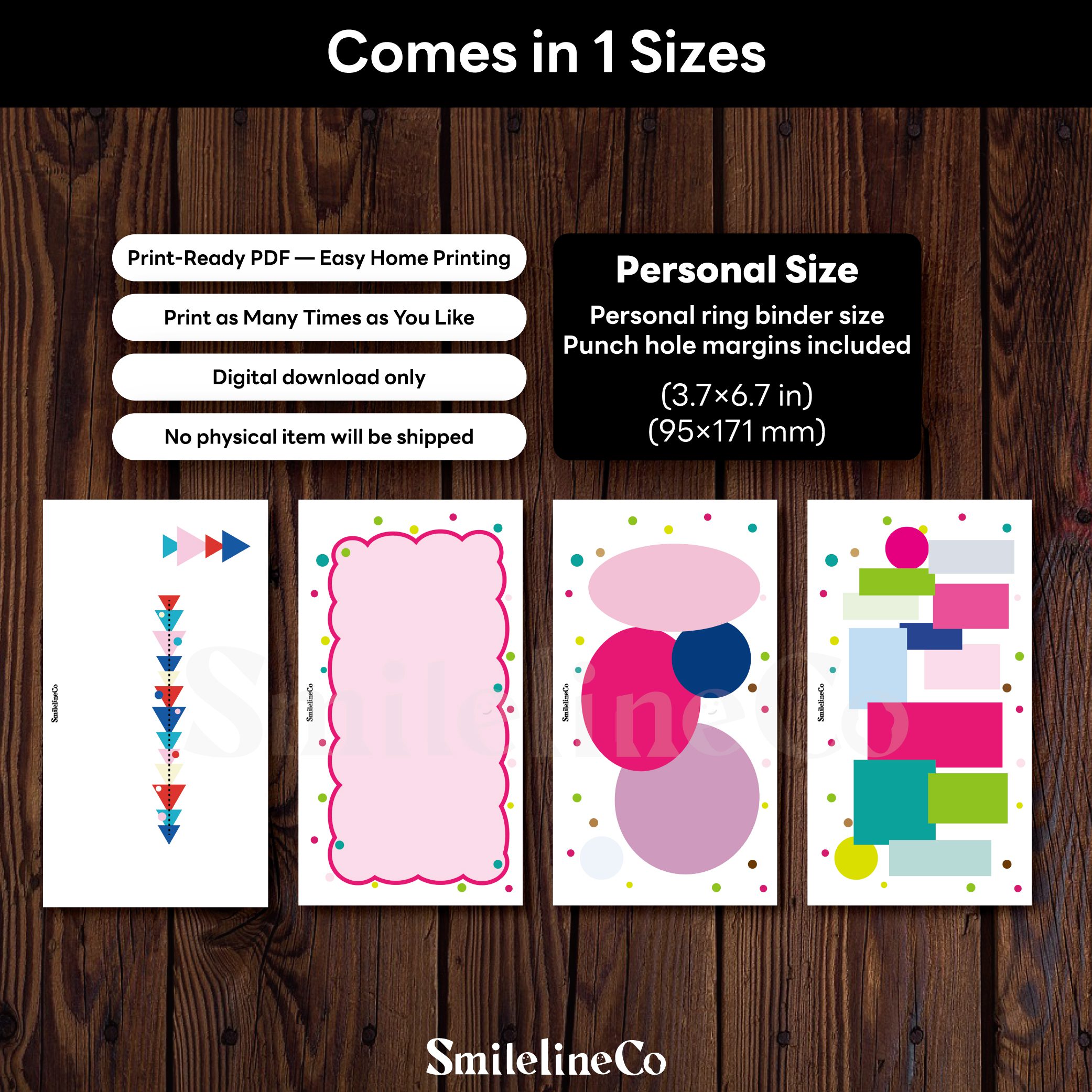 Dopamine Colored Inner Page Bundle printable Personal size