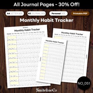 Monthly Habit Tracker printable wellness journal bundle