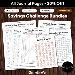 Savings Challenge Bundles printable money journal set
