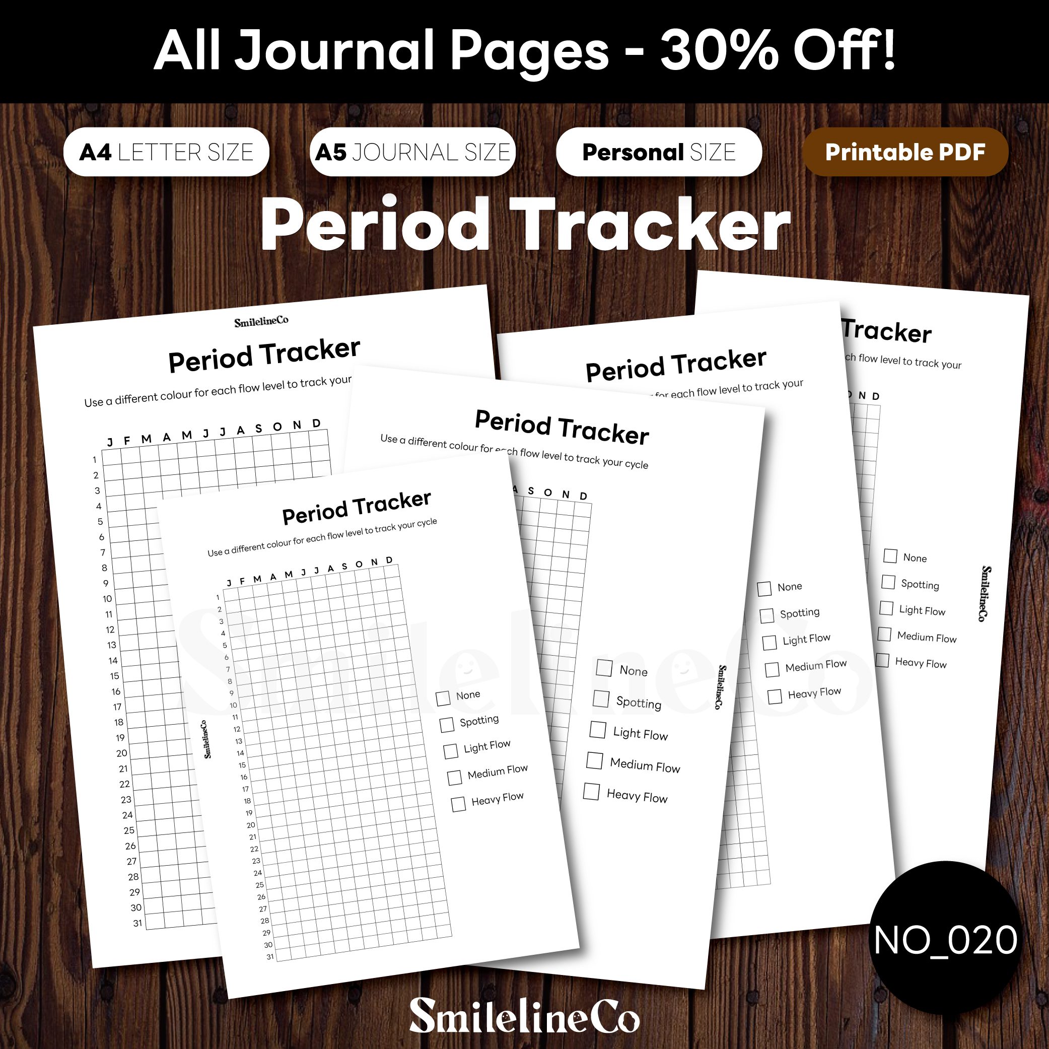 Period Tracker printable wellness journal bundle