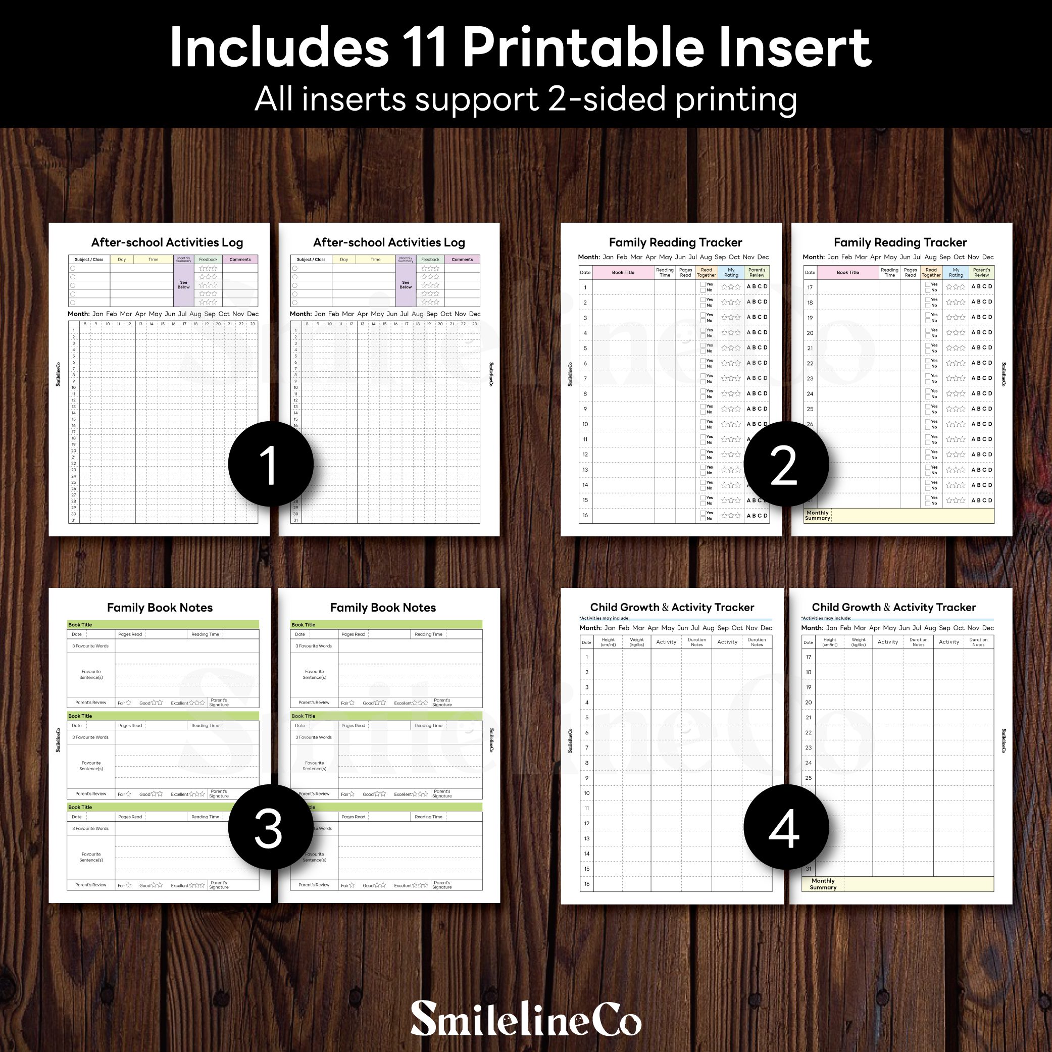 Family Parenting Pages Bundle printable reading tracker insert