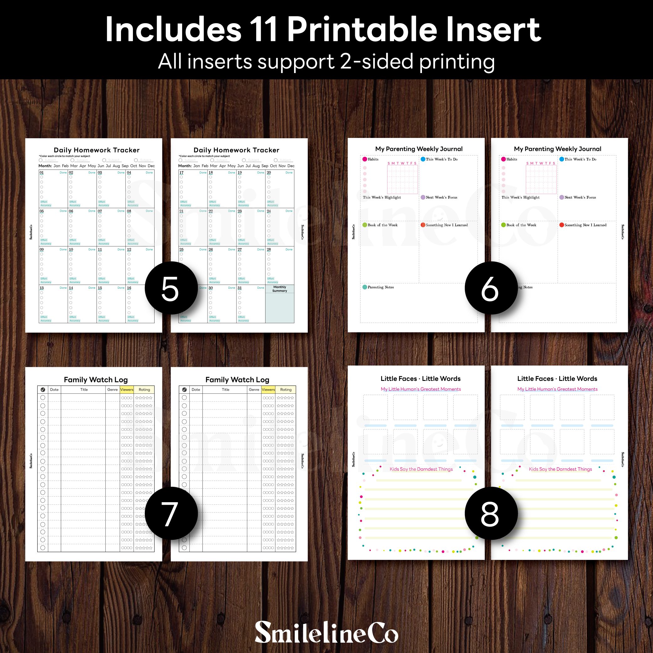 Family Parenting Pages Bundle printable weekly log insert