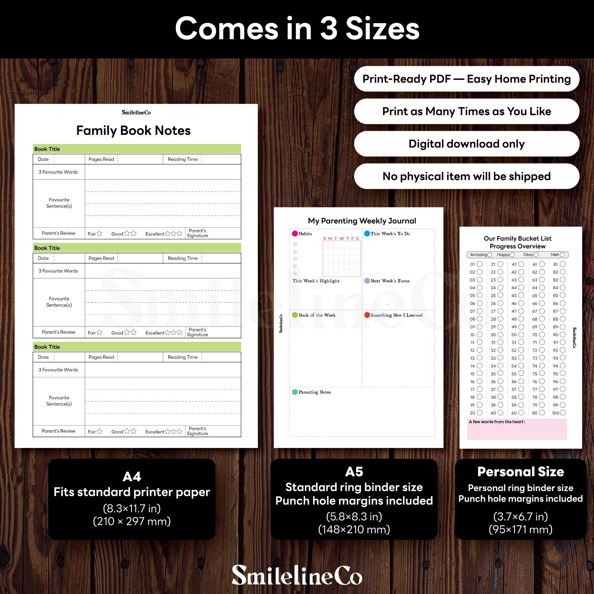 Family Parenting Pages Bundle printable available in A4 A5 Personal size