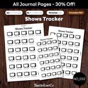 Shows Tracker printable entertainment journal bundle