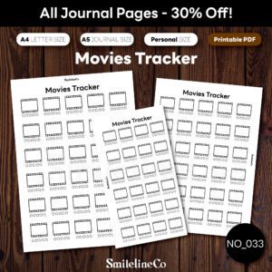 Movies Tracker printable entertainment journal bundle