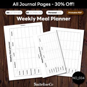 Weekly Meal Planner printable home journal bundle