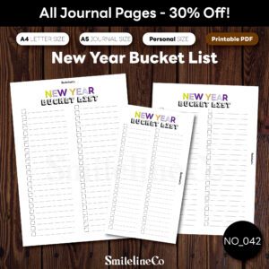New Year Bucket List printable goal setting bundle