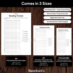 Reading Tracker printable available in A4 A5 Personal size