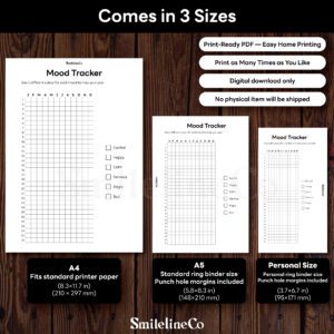 Mood Tracker printable available in A4 A5 Personal size