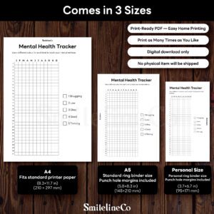 Mental Health Tracker printable available in A4 A5 Personal size