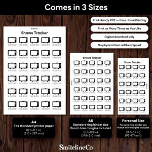 Shows Tracker printable available in A4 A5 Personal size