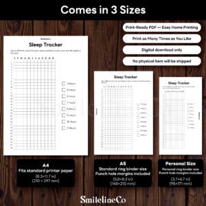 Sleep Tracker printable available in A4 A5 Personal size