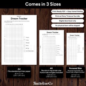 Dream Tracker printable available in A4 A5 Personal size
