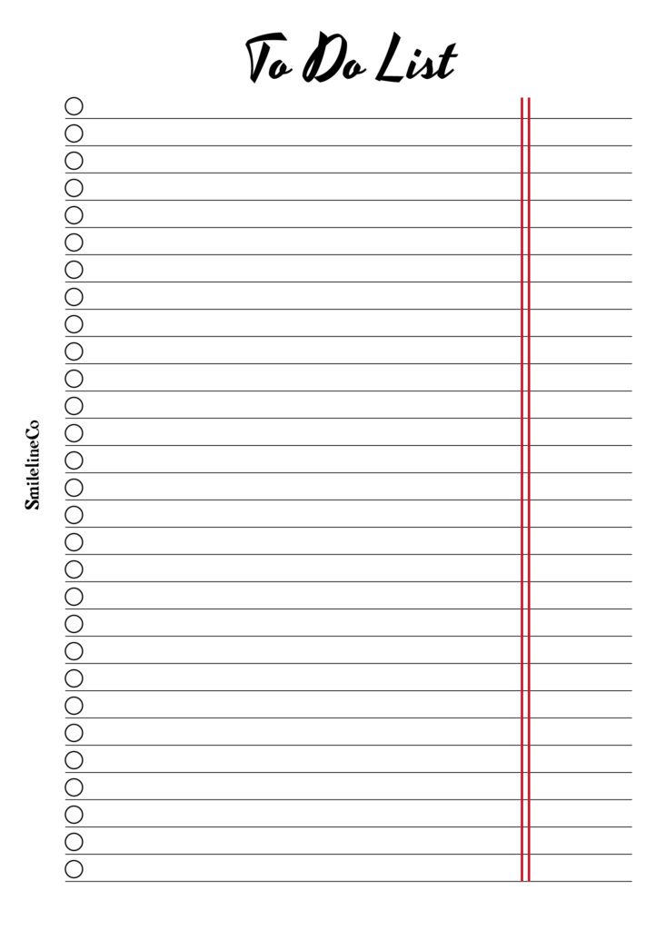SmilelineCo To Do List printable, A5 size blank checklist, clean minimalist planner layout