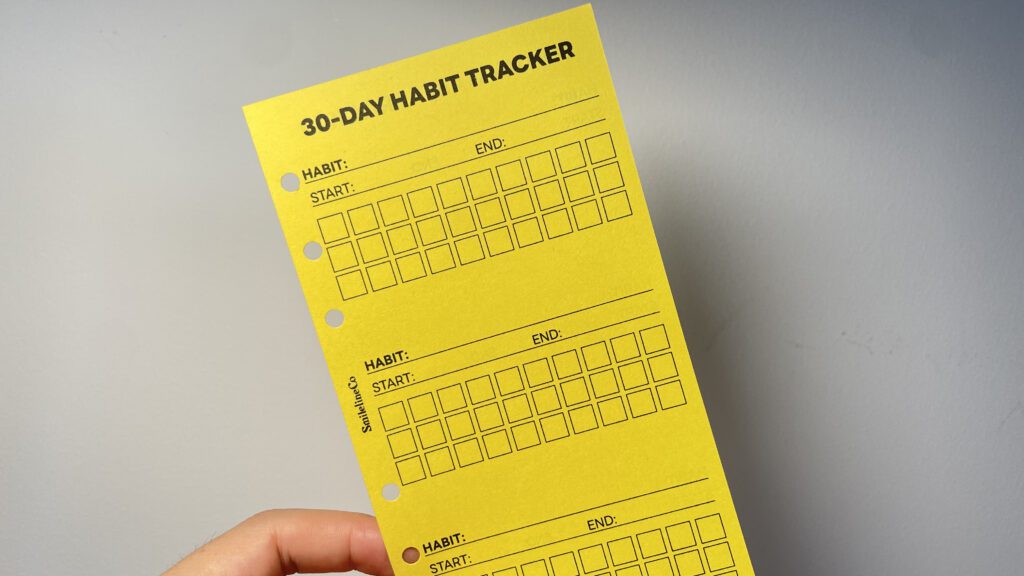 30-Day Habit Tracker printable close-up, tracking multiple habits on one page, notebook-style checklist
