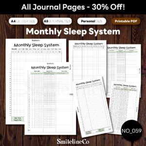 Monthly Sleep System printable wellness journal bundle