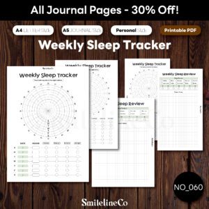 Weekly Sleep Tracker printable wellness journal bundle