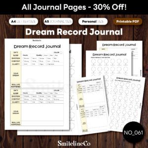 Dream Record Journal printable wellness journal bundle