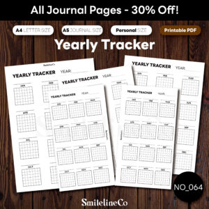 SmilelineCo Yearly Tracker printable, flexible year-long habit tracking, minimalist planner insert design