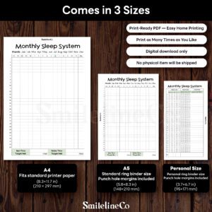 Monthly Sleep System printable available in A4 A5 Personal size