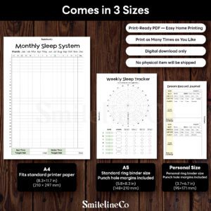Complete Sleep Dream Tracker Bundle printable available in A4 A5 Personal size