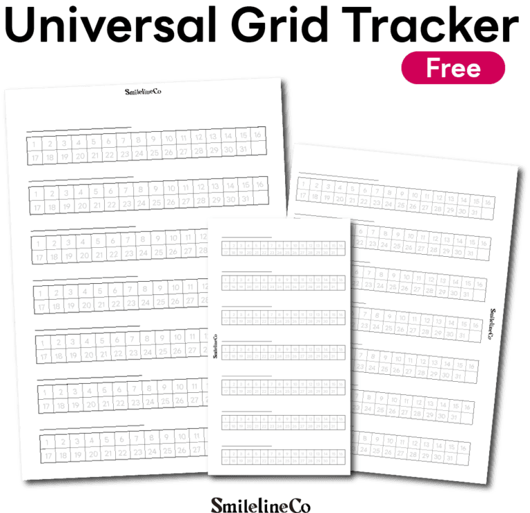 Universal Grid Tracker printable free download planner insert