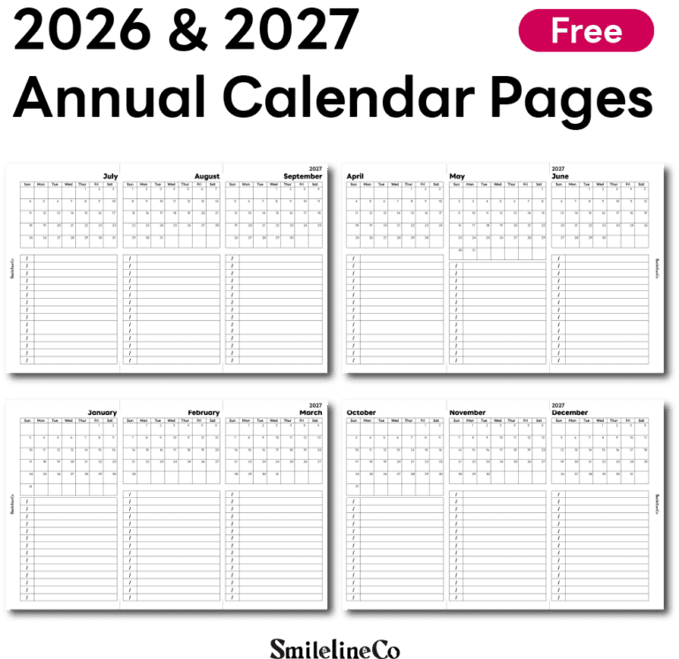 2026 2027 Annual Calendar Pages printable free download