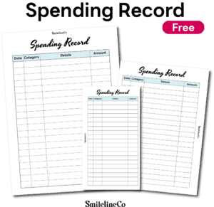 Spending Record printable free download planner insert