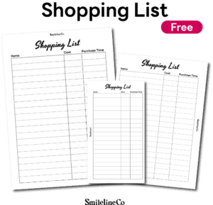 Shopping List printable free download planner insert